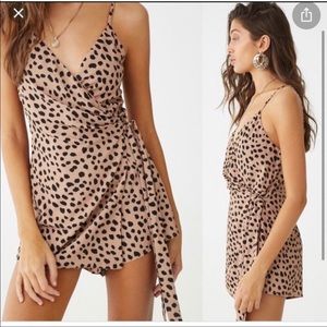 Cheetah Print Wrap Front Romper